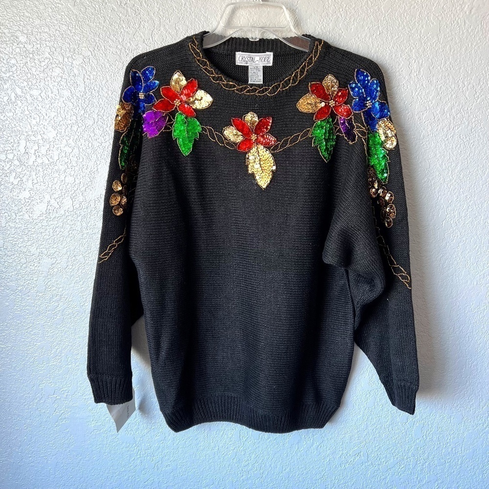 *FIRM PRICE* NWT Vintage Crystal - Kobe poinsettia sequined sweater